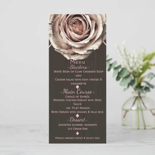 Rustiek Roos Elegant Licht Hout Diamond Party Menu (Staand voorkant)