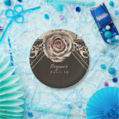 Rustiek Roos Elegant Licht Houten Diamantpartij Papieren Bordje (Feest)