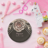 Rustiek Roos Elegant Licht Houten Diamantpartij Papieren Bordje (Feest)