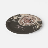 Rustiek Roos Elegant Licht Houten Diamantpartij Papieren Bordje (Gekanteld)