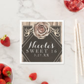 Rustiek Roos Elegant Licht Houten Diamantpartij Servet (Insitu)