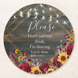 Rustiek Roos en Aster Ik dans Ronde Kartonnen Onderzetter