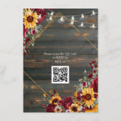 Rustiek Roos en Aster QR Code Wedding Informatiekaartje (Achterkant)