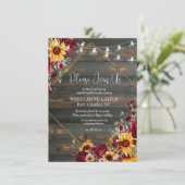 Rustiek Roos en Aster QR Code Wedding Informatiekaartje (Staand voorkant)