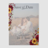 Rustiek Roos en Aster Save the Date Vellum Uitnodigingen (Voorkant)