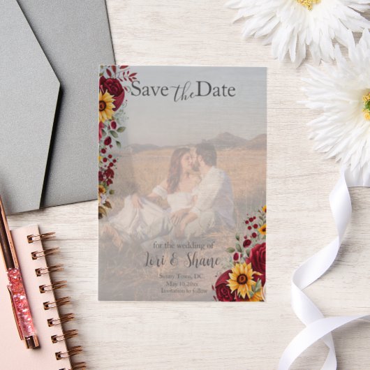 Rustiek Roos en Aster Save the Date Vellum Uitnodigingen (Huwelijk)