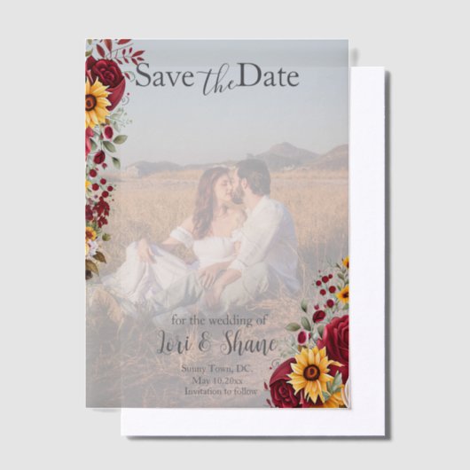 Rustiek Roos en Aster Save the Date Vellum Uitnodigingen (Offset)
