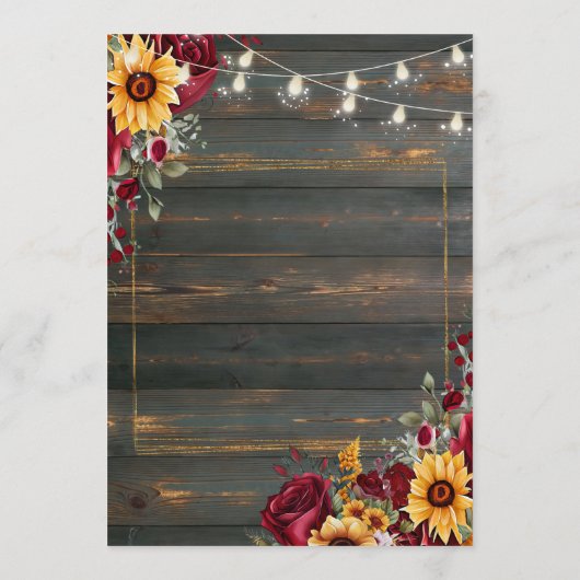 Rustiek Roos en Aster Wedding Advieskaart (Achterkant)