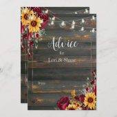 Rustiek Roos en Aster Wedding Advieskaart (Voorkant / Achterkant)