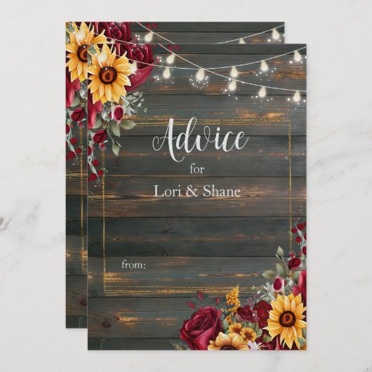 Rustiek Roos en Aster Wedding Advieskaart (Voorkant / Achterkant)