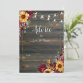 Rustiek Roos en Aster Wedding Advieskaart (Staand voorkant)