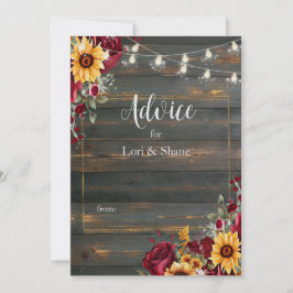 Rustiek Roos en Aster Wedding Advieskaart