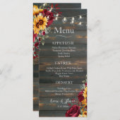 Rustiek Roos en Aster Wedding Menu (Voorkant / Achterkant)