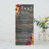 Rustiek Roos en Aster Wedding Menu (Staand voorkant)