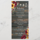 Rustiek Roos en Aster Wedding Menu (Voorkant)