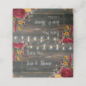 Rustiek Roos en Aster Wedding Plaatskaartje (Buitenkant ongevouwen)