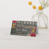 Rustiek Roos en Aster Wedding Plaatskaartje (Achterkant)