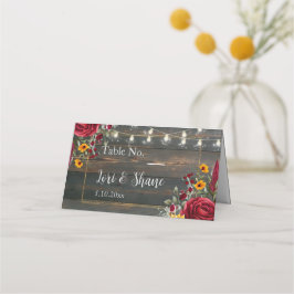 Rustiek Roos en Aster Wedding Plaatskaartje