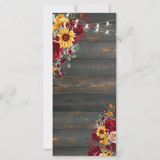 Rustiek Roos en Aster Wedding Programma (Achterkant)