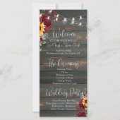 Rustiek Roos en Aster Wedding Programma (Voorkant)