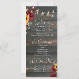 Rustiek Roos en Aster Wedding Programma