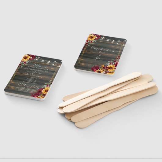 Rustiek Roos en Aster Wedding Programma Handwaaier (Niet-gemonteerd)