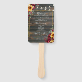 Rustiek Roos en Aster Wedding Programma Handwaaier