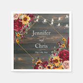 Rustiek Roos en Aster Wedding Servet (Voorkant)