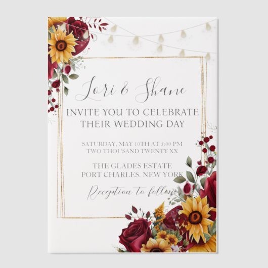 Rustiek Roos en Aster Wedding Vellum Uitnodigingen (Voorkant)