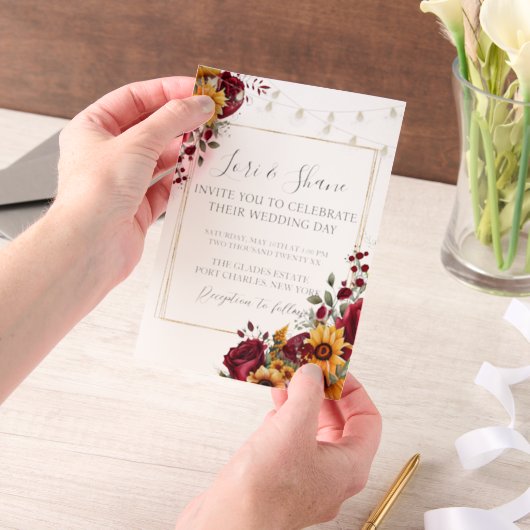 Rustiek Roos en Aster Wedding Vellum Uitnodigingen (Draagbaar)