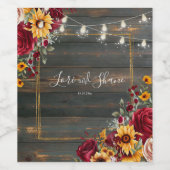 Rustiek Roos en Aster Wedding Wijn Etiket (Enkel label)