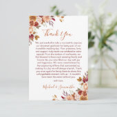 Rustiek Roos en Chrysanthemum herfstbruiloft Bedankkaart (Staand voorkant)