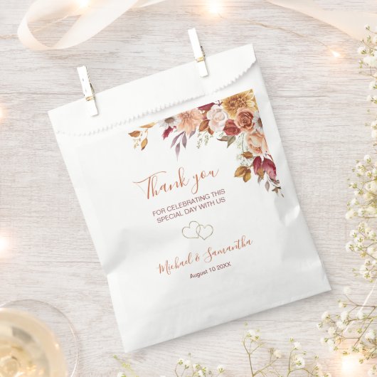 Rustiek Roos en Chrysanthemum herfstbruiloft Bedankzakje (Geknipt)