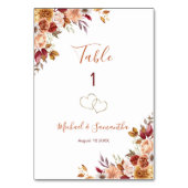 Rustiek Roos en Chrysanthemum herfstbruiloft Kaart (Achterkant)