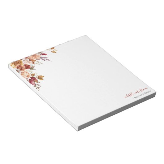 Rustiek Roos en Chrysanthemum herfstbruiloft Notitieblok (Schuin)