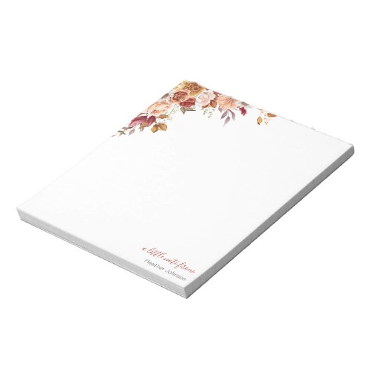 Rustiek Roos en Chrysanthemum herfstbruiloft Notitieblok (Linkerzijde)