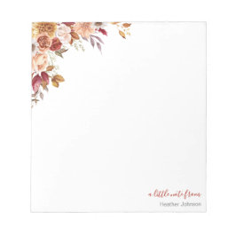 Rustiek Roos en Chrysanthemum herfstbruiloft Notitieblok