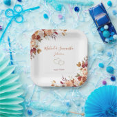 Rustiek Roos en Chrysanthemum herfstbruiloft Papieren Bordje (Feest)