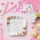 Rustiek Roos en Chrysanthemum herfstbruiloft Papieren Bordje (Feest)