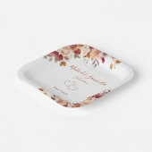 Rustiek Roos en Chrysanthemum herfstbruiloft Papieren Bordje (Gebogen)