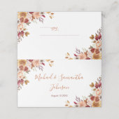 Rustiek Roos en Chrysanthemum herfstbruiloft Plaatskaartje (Buitenkant ongevouwen)