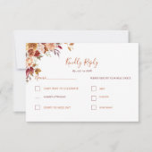 Rustiek Roos en Chrysanthemum herfstbruiloft RSVP Kaartje (Voorkant)