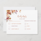 Rustiek Roos en Chrysanthemum herfstbruiloft RSVP Kaartje (Voorkant)