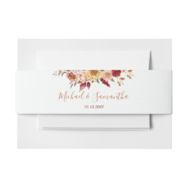 Rustiek Roos en Chrysanthemum herfstbruiloft Uitnodigingen Wikkel