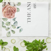 Rustiek Roos Eucalyptus Floral Botanical Theedoek (Gevouwen)