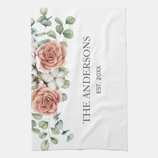 Rustiek Roos Eucalyptus Floral Botanical Theedoek (Verticaal)