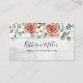 Rustiek Roos Eucalyptus Floral Botanical Wood Visitekaartje (Voorkant)