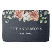 Rustiek Roos Eucalyptus Floral Botanisch Zwart Badmat (Voorkant)