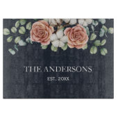 Rustiek Roos Eucalyptus Floral Botanisch Zwart Snijplank (Voorkant)