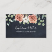 Rustiek Roos Eucalyptus Floral Botanisch Zwart Visitekaartje (Voorkant)